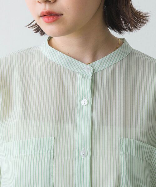 RETRO GIRL（レトロガール）の「BオープンシアーストライプSH（シャツ/ブラウス・レディース・ホワイト系その他/グリーン系その他/ピンク系その他・FREE）」の8枚目の写真