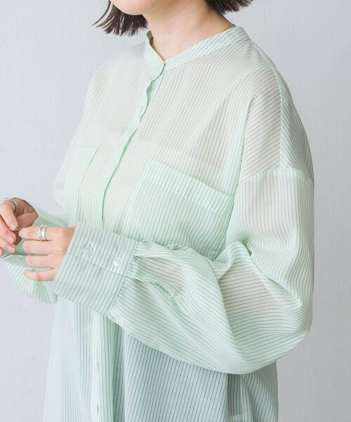 RETRO GIRL（レトロガール）の「BオープンシアーストライプSH（シャツ/ブラウス・レディース・ホワイト系その他/グリーン系その他/ピンク系その他・FREE）」の7枚目の写真