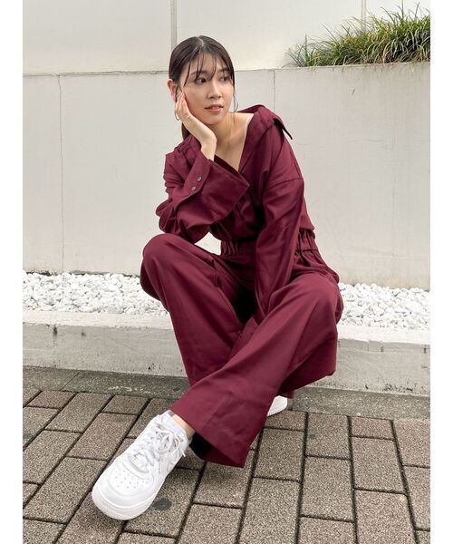 Ungrid（アングリッド）の「スリーブデザインコンビネゾン（つなぎ/オールインワン・レディース・カーキ/ボルドー・SMALL/MEDIUM）」の9枚目の写真