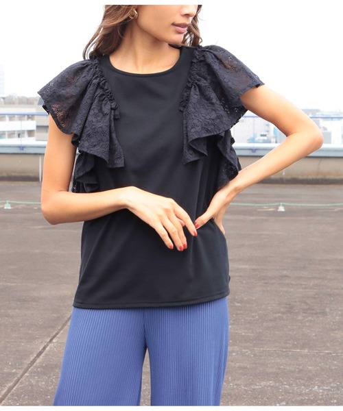 LATINA(ラティーナ)の「2WAYレーススリーブトップスカットソー(Tシャツ/カットソー・レディース・ブラック・FREE)」の8枚目の写真