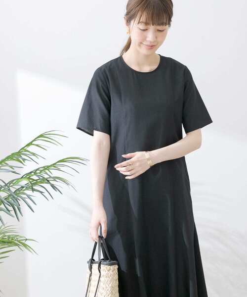 URBAN RESEARCH Sonny Label（アーバンリサーチサニーレーベル）の「ハーフスリーブセミフレアワンピース（ワンピース・レディース・ブラック/ブラウン/ナチュラル・FREE）」の5枚目の写真