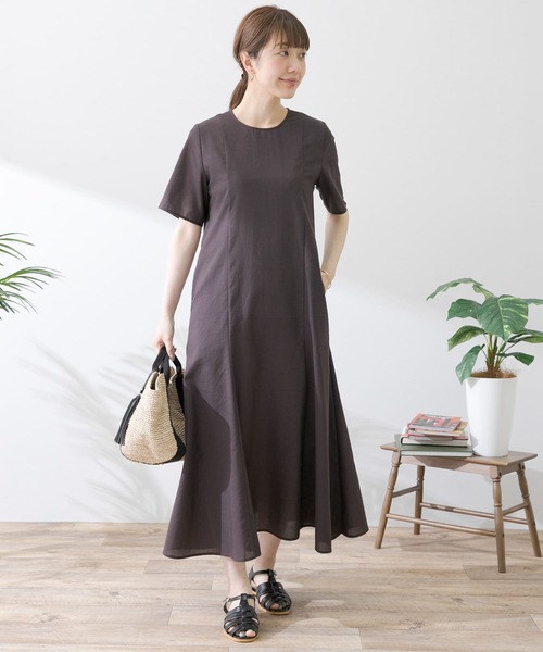 URBAN RESEARCH Sonny Label（アーバンリサーチサニーレーベル）の「ハーフスリーブセミフレアワンピース（ワンピース・レディース・ブラック/ブラウン/ナチュラル・FREE）」の20枚目の写真