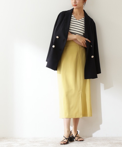 N.（N. Natural Beauty Basic）（エヌエヌナチュラルビューティーベーシック）の「◆サイドスリットナロースカート（スカート・レディース・ブラック/イエロー/オレンジ/ブルー・MEDIUM）」の9枚目の写真