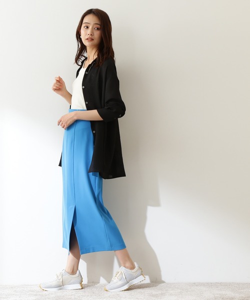 N.（N. Natural Beauty Basic）（エヌエヌナチュラルビューティーベーシック）の「◆サイドスリットナロースカート（スカート・レディース・ブラック/イエロー/オレンジ/ブルー・MEDIUM）」の7枚目の写真