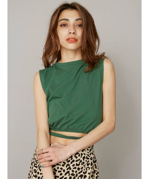 EVRIS（エヴリス）の「ウエストリボンTOPS（タンクトップ・レディース・ホワイト/ブラック/グリーン・FREE）」の13枚目の写真