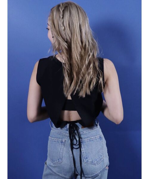 EVRIS（エヴリス）の「ウエストリボンTOPS（タンクトップ・レディース・ホワイト/ブラック/グリーン・FREE）」の7枚目の写真