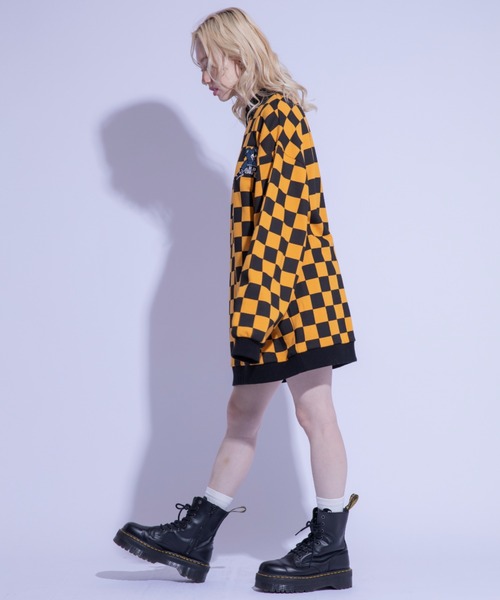 Candy Stripper（キャンディストリッパー）の「MELTY BEAR CHECKER POLO トップス（ポロシャツ・レディース・イエロー/カーキ/ベージュ・2）」の7枚目の写真