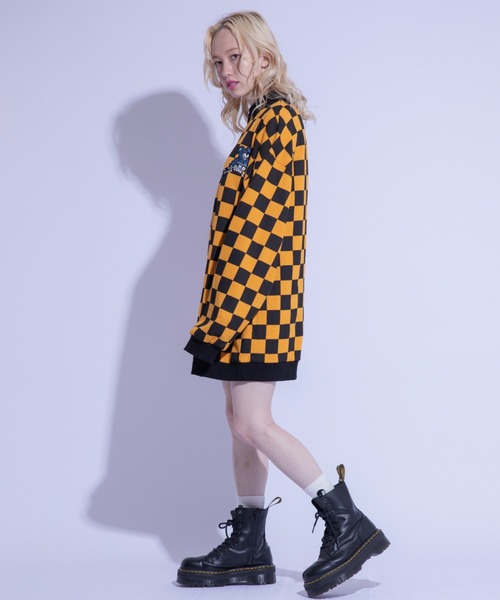 Candy Stripper（キャンディストリッパー）の「MELTY BEAR CHECKER POLO トップス（ポロシャツ・レディース・イエロー/カーキ/ベージュ・2）」の8枚目の写真