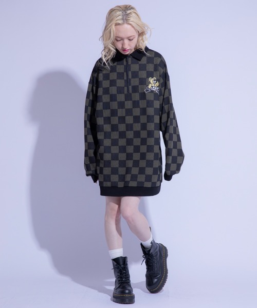 Candy Stripper（キャンディストリッパー）の「MELTY BEAR CHECKER POLO トップス（ポロシャツ・レディース・イエロー/カーキ/ベージュ・2）」の5枚目の写真