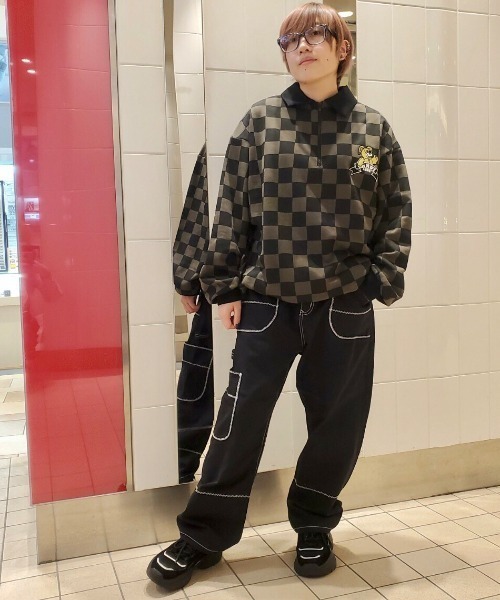 Candy Stripper（キャンディストリッパー）の「MELTY BEAR CHECKER POLO トップス（ポロシャツ・レディース・イエロー/カーキ/ベージュ・2）」の19枚目の写真