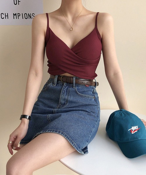 Auntie Rosa（アンティローザ）の「クロスカップ付きキャミソール（キャミソール・レディース・イエロー/ベージュ/ブラック/ホワイト/ワイン・FREE）」の5枚目の写真