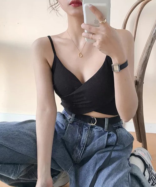 Auntie Rosa（アンティローザ）の「クロスカップ付きキャミソール（キャミソール・レディース・イエロー/ベージュ/ブラック/ホワイト/ワイン・FREE）」の3枚目の写真