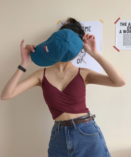 Auntie Rosa（アンティローザ）の「クロスカップ付きキャミソール（キャミソール・レディース・イエロー/ベージュ/ブラック/ホワイト/ワイン・FREE）」の8枚目の写真