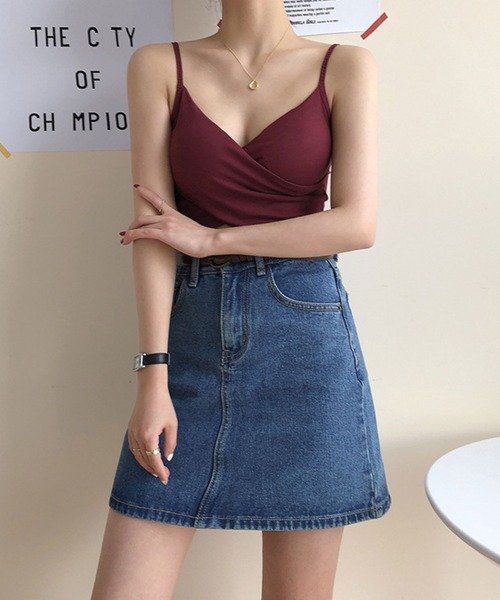 Auntie Rosa（アンティローザ）の「クロスカップ付きキャミソール（キャミソール・レディース・イエロー/ベージュ/ブラック/ホワイト/ワイン・FREE）」の9枚目の写真