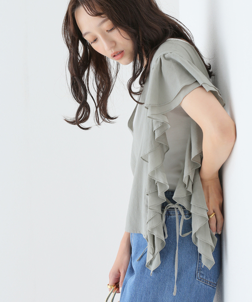 SLOBE IENA(スローブイエナ)の「コットンフリルジレ【手洗い可能】(シャツ/ブラウス・レディース・ブラック/グリーン・FREE)」の18枚目の写真