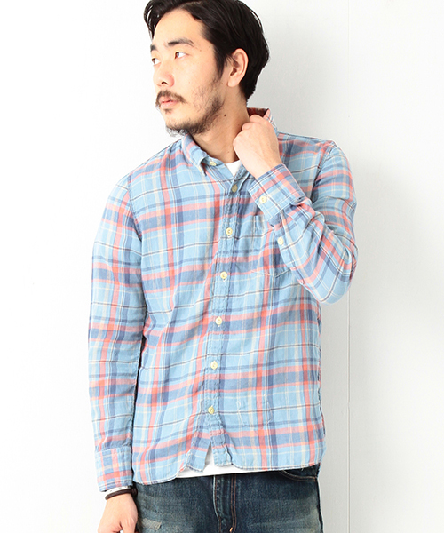 REMI RELIEF（レミレリーフ）の「◎REMI RELIEF×BEAMS PLUS / 別注 チェックシャツ 15SS（シャツ/ブラウス・メンズ・レッド/ブルー・SMALL/MEDIUM/LARGE/X-LARGE）」の2枚目の写真