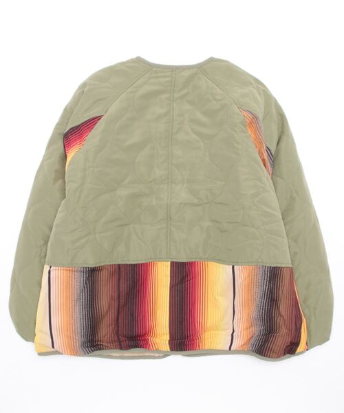 チチカカ（チチカカ）の「【ユニセックス】ジャガード×キルトコンビショートコート（ノーカラーコート・レディース・カーキ/ブラック・MEDIUM/LARGE）」の20枚目の写真