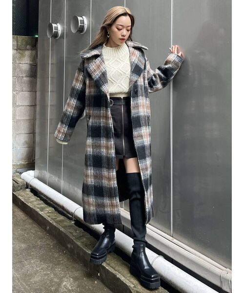 EVRIS（エヴリス）の「BIG COLLAR CHCEK コート（その他アウター・レディース・グレー/グリーン・FREE）」の17枚目の写真