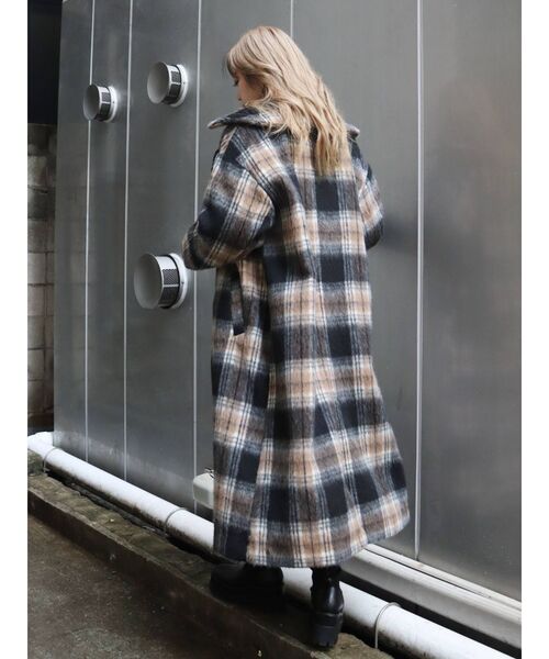 EVRIS（エヴリス）の「BIG COLLAR CHCEK コート（その他アウター・レディース・グレー/グリーン・FREE）」の22枚目の写真