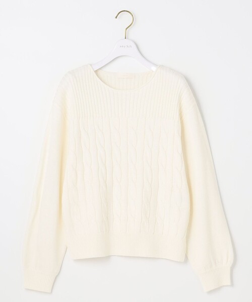 ANY SIS(エニィスィス)の「【洗える】スフレケーブルコンビ ニット(ニット/セーター・レディース・ピンク系/アイボリー系/ライトグレー系/オレンジ系/スカイブルー系・0)」の15枚目の写真