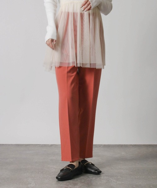 Social GIRL（ソーシャルガール）の「センタープレス 1タック テーパードパンツ ストレッチパンツ スラックス（スラックス・レディース・グリーン/ブラック/オレンジ/モカ/ブルー/アイボリー/ライトグリーン/ピンク/ネイビー・M/5L/L/3L/LL/S/4L）」の9枚目の写真