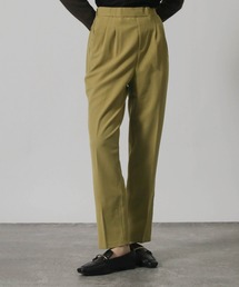 センタープレス 1タック テーパードパンツ ストレッチパンツ スラックス