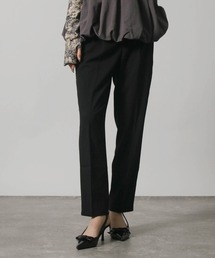 センタープレス 1タック テーパードパンツ ストレッチパンツ スラックス