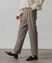センタープレス 1タック テーパードパンツ ストレッチパンツ スラックス