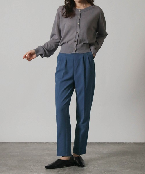 Social GIRL（ソーシャルガール）の「センタープレス 1タック テーパードパンツ ストレッチパンツ スラックス（スラックス・レディース・グリーン/ブラック/オレンジ/モカ/ブルー/アイボリー/ライトグリーン/ピンク/ネイビー・M/5L/L/3L/LL/S/4L）」の10枚目の写真