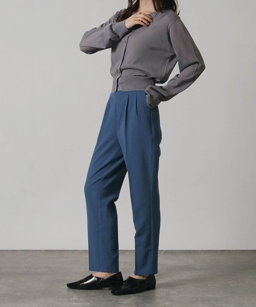 Social GIRL（ソーシャルガール）の「センタープレス 1タック テーパードパンツ ストレッチパンツ スラックス（スラックス・レディース・グリーン/ブラック/オレンジ/モカ/ブルー/アイボリー/ライトグリーン/ピンク/ネイビー・M/5L/L/3L/LL/S/4L）」の11枚目の写真