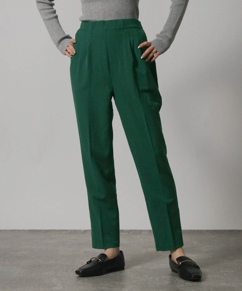 Social GIRL（ソーシャルガール）の「センタープレス 1タック テーパードパンツ ストレッチパンツ スラックス（スラックス・レディース・グリーン/ブラック/オレンジ/モカ/ブルー/アイボリー/ライトグリーン/ピンク/ネイビー・M/5L/L/3L/LL/S/4L）」の13枚目の写真