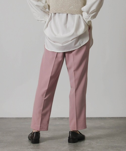 Social GIRL（ソーシャルガール）の「センタープレス 1タック テーパードパンツ ストレッチパンツ スラックス（スラックス・レディース・グリーン/ブラック/オレンジ/モカ/ブルー/アイボリー/ライトグリーン/ピンク/ネイビー・M/5L/L/3L/LL/S/4L）」の19枚目の写真