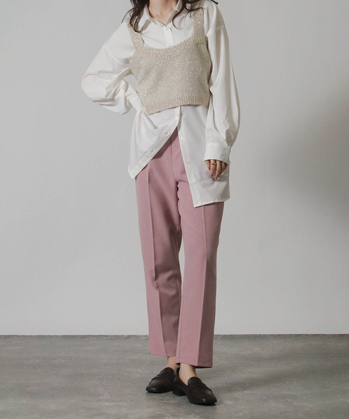 Social GIRL（ソーシャルガール）の「センタープレス 1タック テーパードパンツ ストレッチパンツ スラックス（スラックス・レディース・グリーン/ブラック/オレンジ/モカ/ブルー/アイボリー/ライトグリーン/ピンク/ネイビー・M/5L/L/3L/LL/S/4L）」の20枚目の写真