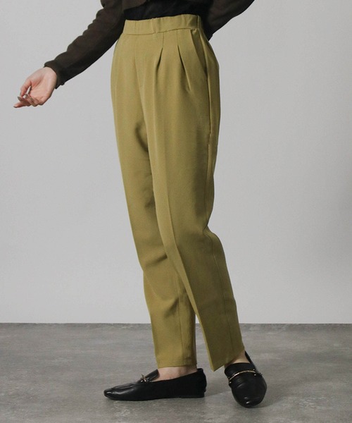 Social GIRL（ソーシャルガール）の「センタープレス 1タック テーパードパンツ ストレッチパンツ スラックス（スラックス・レディース・グリーン/ブラック/オレンジ/モカ/ブルー/アイボリー/ライトグリーン/ピンク/ネイビー・M/5L/L/3L/LL/S/4L）」の21枚目の写真