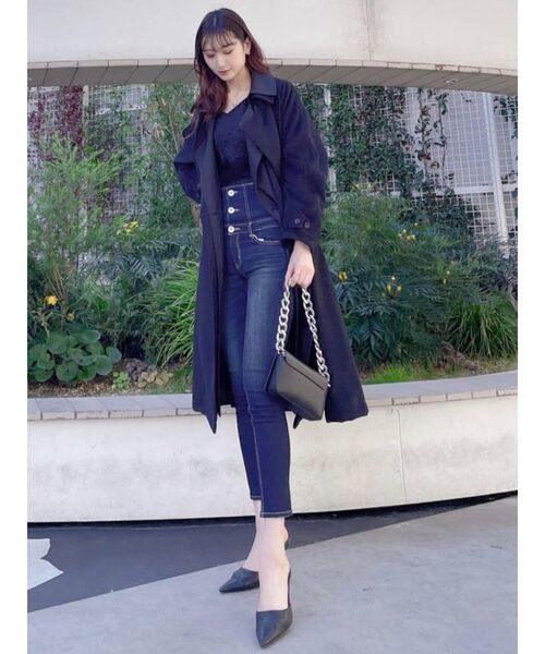 GYDA（ジェイダ）の「ハイウエストボタン スキニーデニムパンツ（デニムパンツ・レディース・インディゴブルー/ライトブルー・SMALL/MEDIUM/X-SMALL）」の17枚目の写真