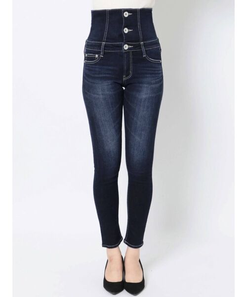 GYDA（ジェイダ）の「ハイウエストボタン スキニーデニムパンツ（デニムパンツ・レディース・インディゴブルー/ライトブルー・SMALL/MEDIUM/X-SMALL）」の19枚目の写真