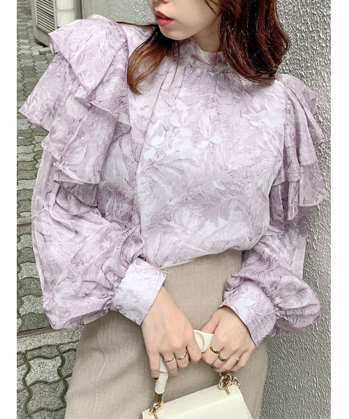 dazzlin（ダズリン）の「フリルアソートリボン長袖ブラウス（シャツ/ブラウス・レディース・グリーン/パープル/ベージュ・FREE）」の3枚目の写真