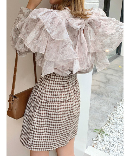 dazzlin（ダズリン）の「フリルアソートリボン長袖ブラウス（シャツ/ブラウス・レディース・グリーン/パープル/ベージュ・FREE）」の4枚目の写真