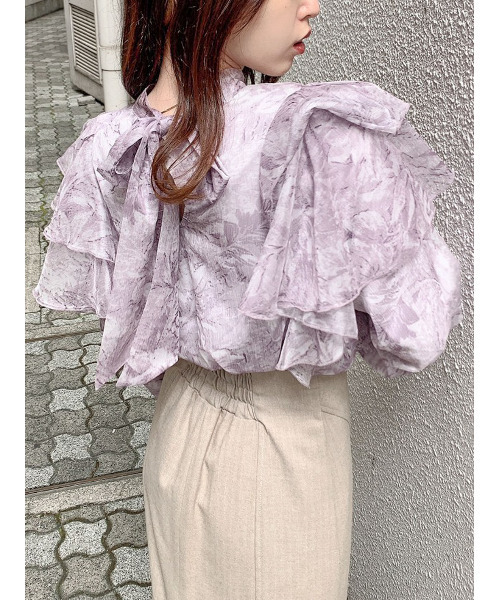 dazzlin（ダズリン）の「フリルアソートリボン長袖ブラウス（シャツ/ブラウス・レディース・グリーン/パープル/ベージュ・FREE）」の10枚目の写真