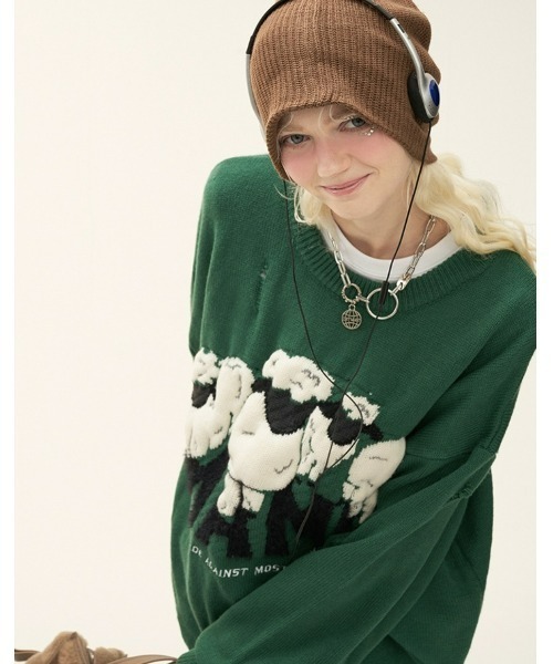 MAMC(エムエーエムシー)の「A'GEM/9 × .kom『MAMC/エムエーエムエーシー』シープ スウェット(ニット/セーター・メンズ・グリーン・L)」の3枚目の写真