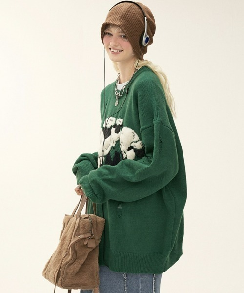 MAMC(エムエーエムシー)の「A'GEM/9 × .kom『MAMC/エムエーエムエーシー』シープ スウェット(ニット/セーター・メンズ・グリーン・L)」の4枚目の写真