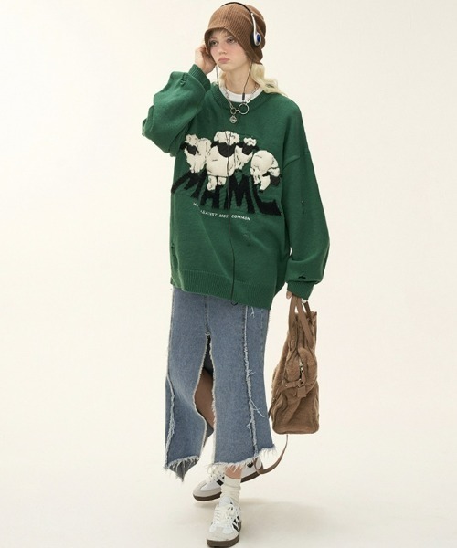 MAMC(エムエーエムシー)の「A'GEM/9 × .kom『MAMC/エムエーエムエーシー』シープ スウェット(ニット/セーター・メンズ・グリーン・L)」の6枚目の写真