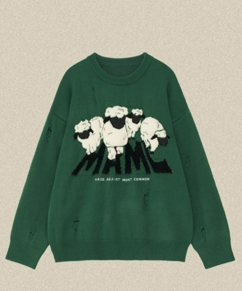 MAMC(エムエーエムシー)の「A'GEM/9 × .kom『MAMC/エムエーエムエーシー』シープ スウェット(ニット/セーター・メンズ・グリーン・L)」の8枚目の写真
