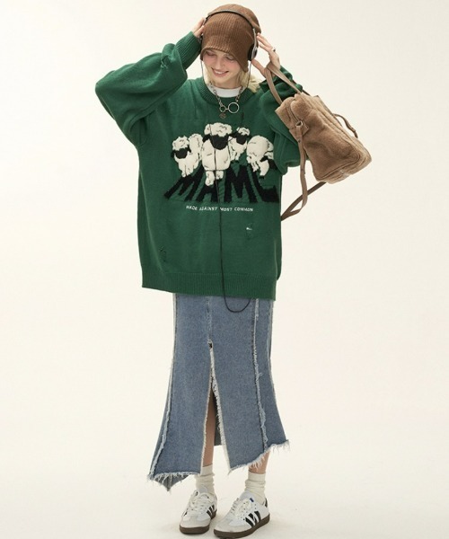 MAMC(エムエーエムシー)の「A'GEM/9 × .kom『MAMC/エムエーエムエーシー』シープ スウェット(ニット/セーター・メンズ・グリーン・L)」の7枚目の写真