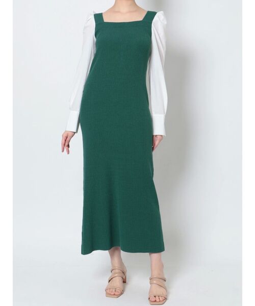 LAGUNAMOON（ラグナムーン）の「タックスリーブスクエアニットワンピース（ワンピース・レディース・グリーン/アイボリー/チャコールグレー・SMALL/MEDIUM）」の11枚目の写真