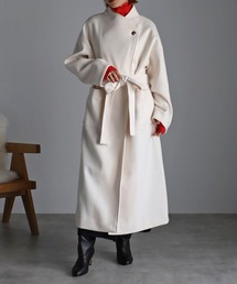 Bonjour Sagan | フェイクウールウエストリボンロングコート(ノーカラーコート)