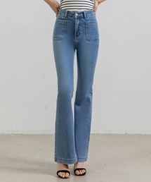 DAY CLOSET | レディース ブーツカット風きれいめフレアデニムパンツ ストレッチ [大きいサイズ有](デニムパンツ)