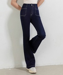 DAY CLOSET | レディース ブーツカット風きれいめフレアデニムパンツ ストレッチ(デニムパンツ)