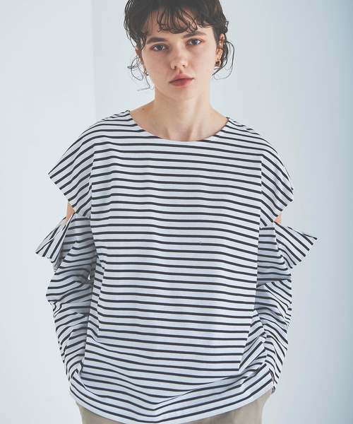 OUTERSUNSET（アウターサンセット）の「open shoulder tops（Tシャツ/カットソー・レディース・ホワイト/ブラック・FREE）」の2枚目の写真