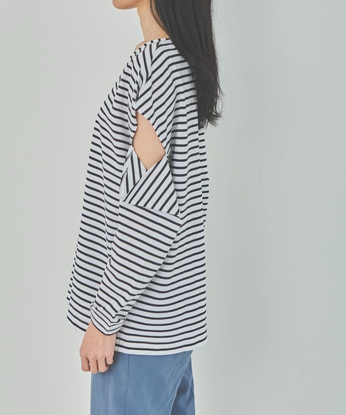 OUTERSUNSET（アウターサンセット）の「open shoulder tops（Tシャツ/カットソー・レディース・ホワイト/ブラック・FREE）」の6枚目の写真